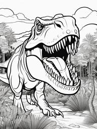 Dinosaur Coloring Pages - T-Rex with a big toothy grin  simple coloring pages