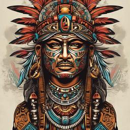 gangster aztec drawings  simple vector color tattoo