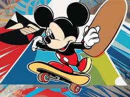 Mickey Mouse clipart - Mickey Mouse on a skateboard  