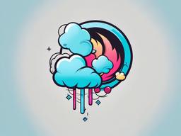 Jinx Cloud Tattoo-Delightful and playful tattoo featuring a Jinx cloud, perfect for fans of gaming and magical aesthetics.  simple color vector tattoo
