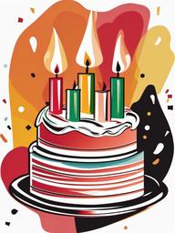 Celebration clipart - birthday cake with candles being blown out  color,minimalist,vector clipart