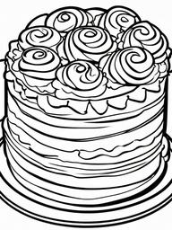 Cake Coloring Pages - Cinnamon roll cake with sweet icing  simple coloring pages