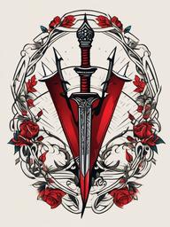 three of swords tattoo  simple vector color tattoo