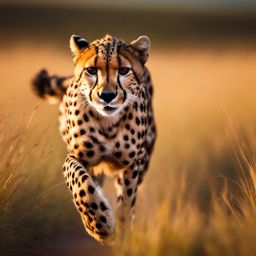 Cute Cheetah Sprinting Through the African Grasslands 8k, cinematic, vivid colors