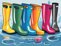 rain boots clipart - splashing in puddles on a rainy day. 