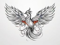 Phoenix Tattoo - Mythical phoenix taking flight, representing rebirth and renewal  few color tattoo design, simple line art, design clean white background