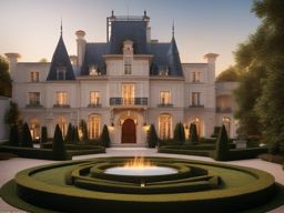 Grand Chateau Courtyard - Add the grandeur of a chateau-inspired courtyard to your landscape. realistic, professional photography, bokeh, natural lighting, canon lens, shot on dslr 64 megapixels sharp focus