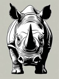 Rhinoceros clipart - Massive herbivore with a horned snout, ,vector color clipart,minimal