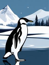 Penguin clipart - penguin standing on a snowy landscape  