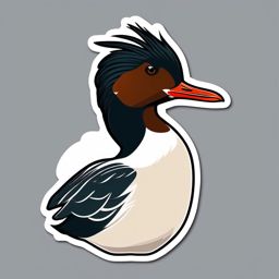 Common Merganser Sticker - A common merganser with sleek brown and white plumage, ,vector color sticker art,minimal