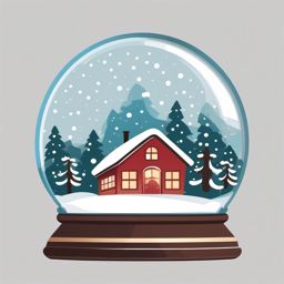 Snow Globe Clipart - Snow globe with a cozy winter scene inside.  color clipart, minimalist, vector art, 