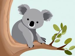 Koala Bear Clip Art - Cuddly koala napping in a tree,  color vector clipart, minimal style