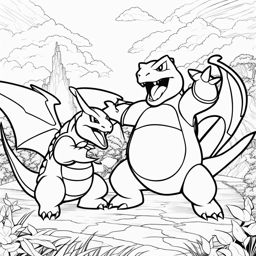 pokemon coloring pages - charizard and blastoise engage in an epic battle of elements. 