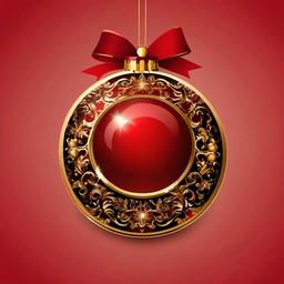 Christmas Ornament clipart - shiny red ornament with gold trim  color,minimalist,vector clipart