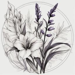 Larkspur and gladiolus tattoo 