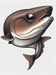 Cookiecutter Shark tattoo,Small but mighty, a Cookiecutter Shark in a tattoo that highlights its distinctive bite marks.  color tattoo style, minimalist, white background