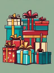 Present clipart - multiple presents stacked for a party  