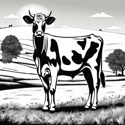 cow clipart black and white - highlighting its charming spots. 