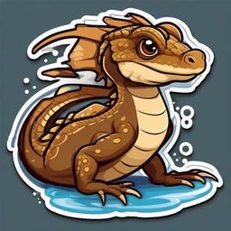 Brown Basilisk cartoon - lizard known for running on water  cartoon sticker style