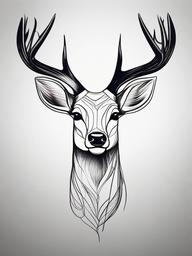 drawing of a deer with antlers  minimal rough sketch scribbles,doodles,black and white