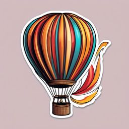 Hot Air Balloon with Banner Sticker - Hot air balloon carrying a banner, ,vector color sticker art,minimal