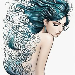 Realistic Mermaid Scale Tattoo - Showcase lifelike details with a realistic portrayal of mermaid scales in your tattoo.  simple vector color tattoo,minimal,white background