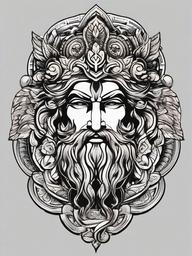 Greek God Tattoo-Intricate and detailed tattoo featuring a Greek god, capturing elements of mythology and ancient art.  simple color vector tattoo
