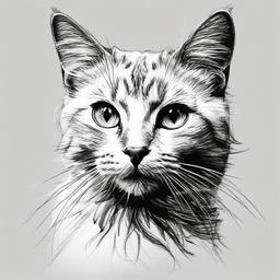 sketch of a cat easy  minimal rough sketch scribbles,doodles,black and white