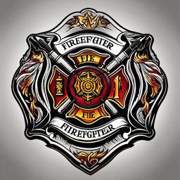 firefighter logo tattoo  simple color tattoo,white background