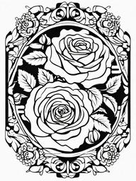 Rose Coloring Pages - Rose garden with different colored roses  simple coloring pages