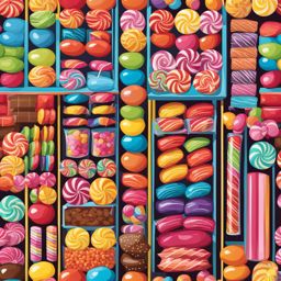 candy clipart: displayed in a colorful candy store. 