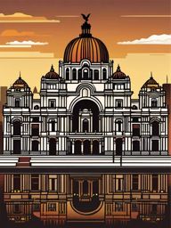 Mexico City clipart - Palacio de Bellas Artes and Zócalo, ,color clipart vector style