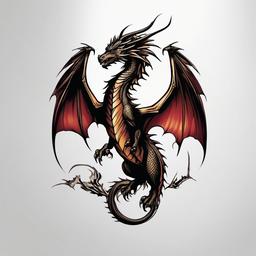 Harry Potter Dragon Tattoo - Tattoo inspired by dragons from the Harry Potter universe.  simple color tattoo,minimalist,white background