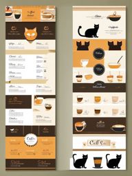 Cat Clip Arts,Designing a cat cafe menu  simple, 2d flat