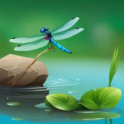 Dragonfly clipart - dragonfly sitting on water  clipart