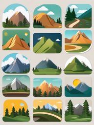 Mountain and Hiking Trail Emoji Sticker - Hiking trails in mountain landscapes, , sticker vector art, minimalist design