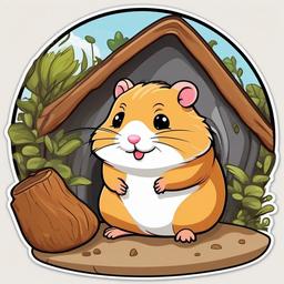 Hamster cartoon - round, burrowing pet  cartoon sticker style