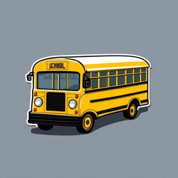 School Bus Sticker - Embarking on educational journeys with the iconic yellow school bus, , sticker vector art, minimalist design