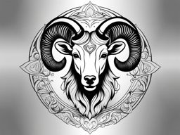 aries tattoo black and white design 