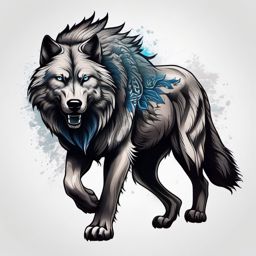 Dire Wolf Tattoos,tattoos depicting the formidable dire wolf, symbol of strength and primal dominance. , color tattoo design, white clean background
