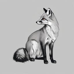 drawing of a gray fox  minimal rough sketch scribbles,doodles,black and white