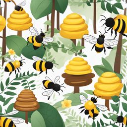 beehive clipart,buzzing with activity in a buzzing forest 