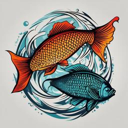 fish pisces tattoo  simple vector color tattoo