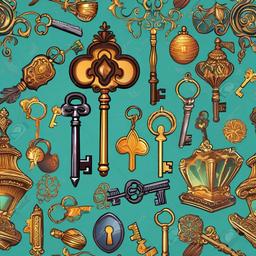 Key clipart - key in a fantasy theme  clipart