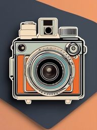 Camera Sticker - Vintage camera illustration, ,vector color sticker art,minimal