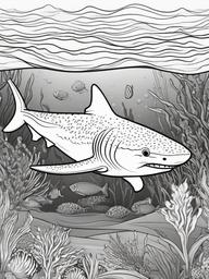 Leopard Shark Coloring Pages - Spotted Coastal Swimmer  black outline printable sheet, coloring page