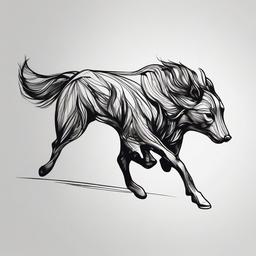 drawing of an animal running  minimal rough sketch scribbles,doodles,black and white