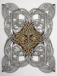 Celtic Knotwork - Embrace the interconnected threads of your destiny with a Celtic knotwork tattoo.  outline color tattoo,minimal,white background