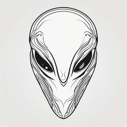 Alien Head Outline Tattoo - Minimalist yet captivating outline of an alien head.  simple color tattoo,vector style,white background