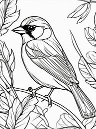 Sparrow Coloring Pages - Small Brown Chirping Bird  minimal black outline printable sheet, coloring page